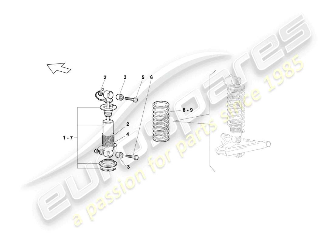 lamborghini lp640 roadster (2010) suspensión delantera diagrama de piezas