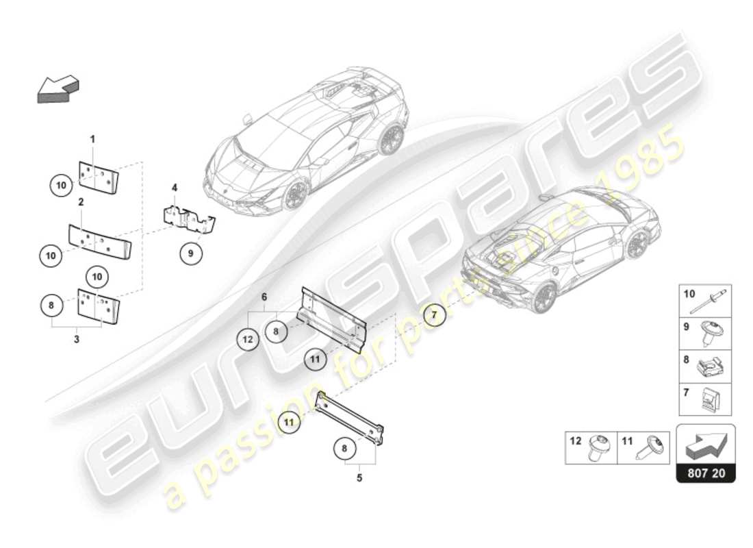 lamborghini 2024 (tecnica) portamatrícula diagrama de piezas