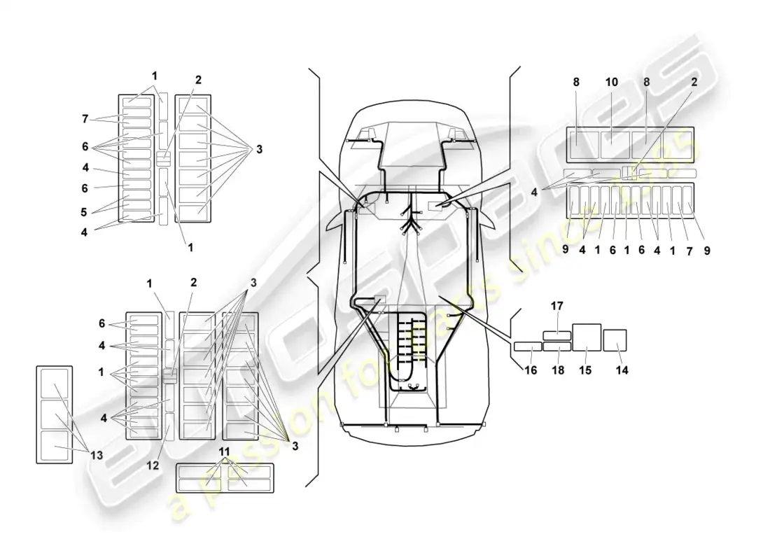 lamborghini murcielago coupe (2002) electricidad central diagrama de piezas