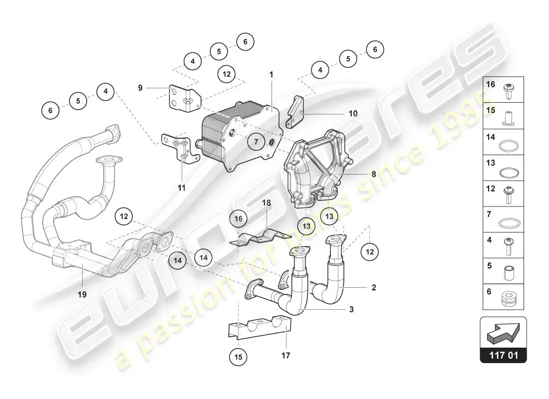 lamborghini lp720-4 coupe 50 (2014) diagrama de piezas del enfriador de aceite