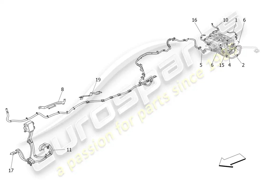 maserati levante gt (2022) cableado principal diagrama de piezas