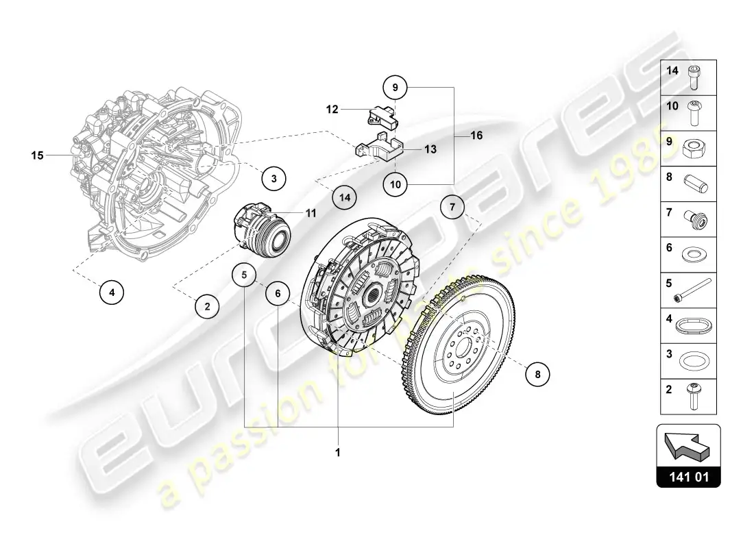lamborghini lp720-4 coupe 50 (2014) diagrama de piezas del embrague