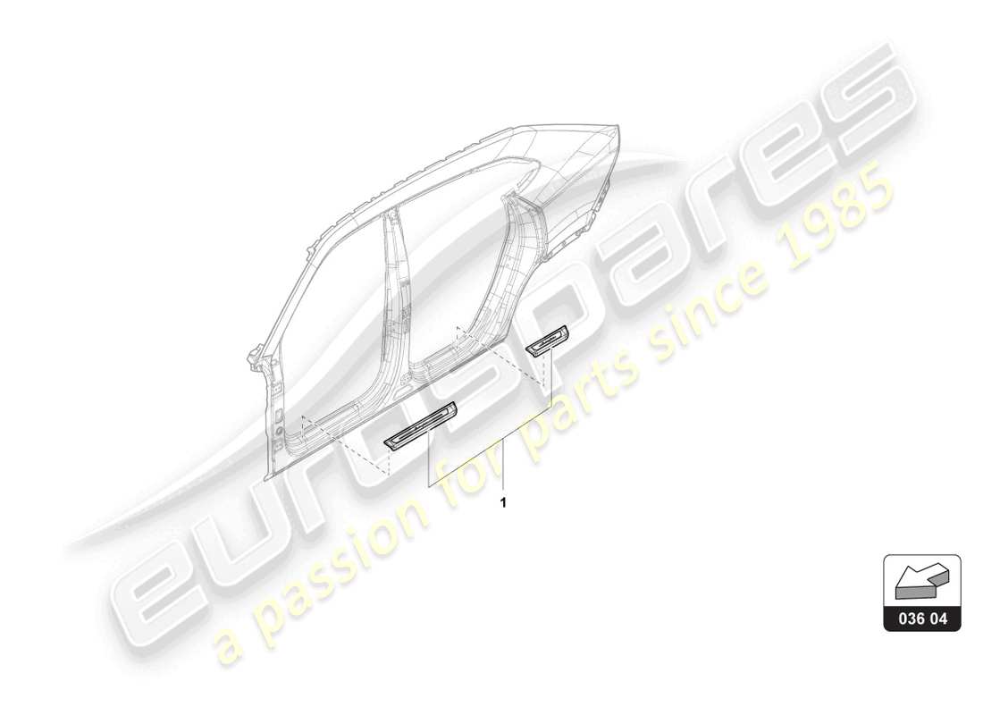 lamborghini urus s (accessories) diagrama de piezas de la placa del talón