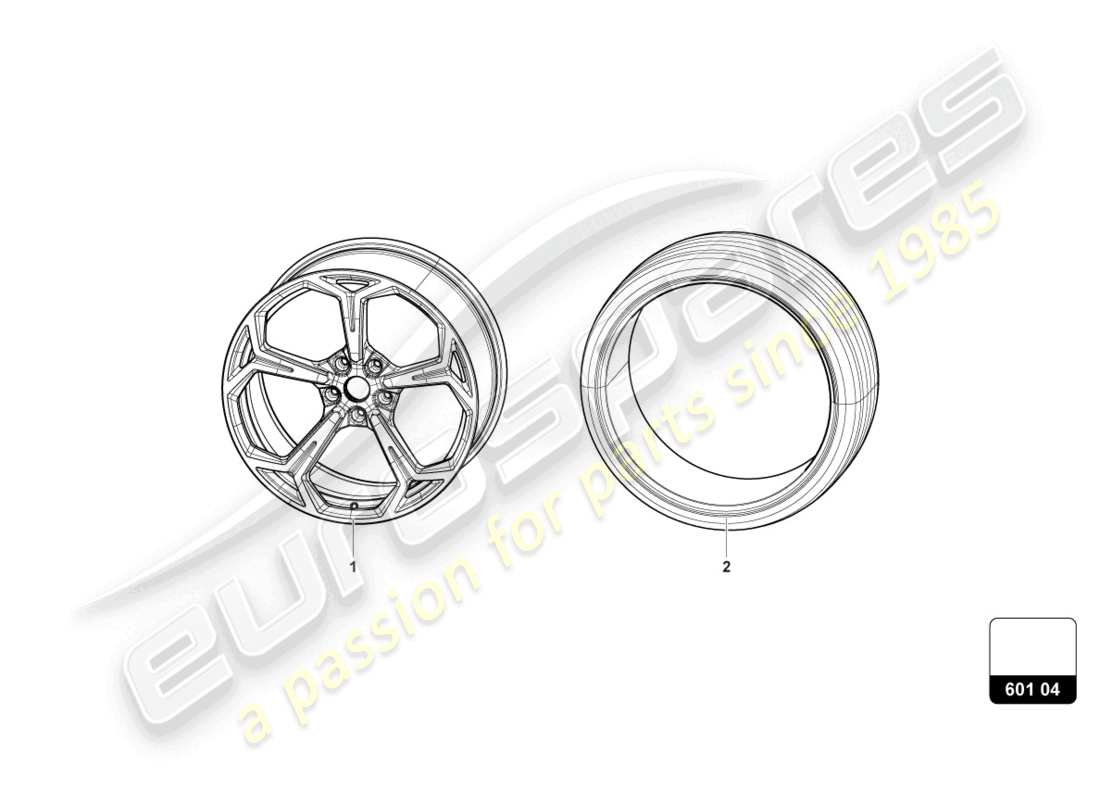 lamborghini urus (2021) ruedas/neumáticos 22 diagrama de piezas