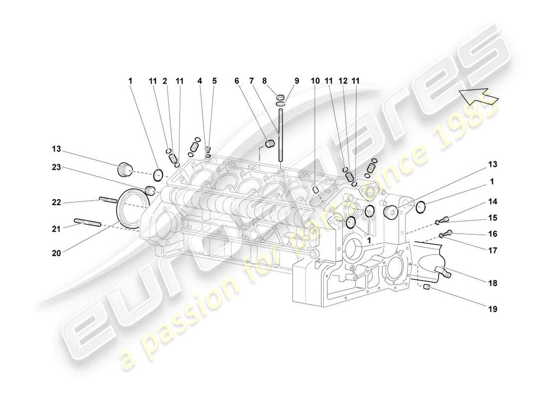 lamborghini reventon diagrama de piezas de la carcasa del cárter