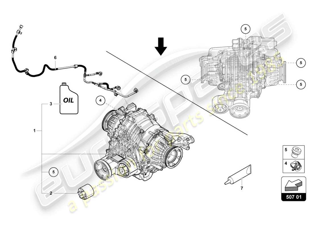 lamborghini urus (2021) diagrama de pieza del diferencial trasero