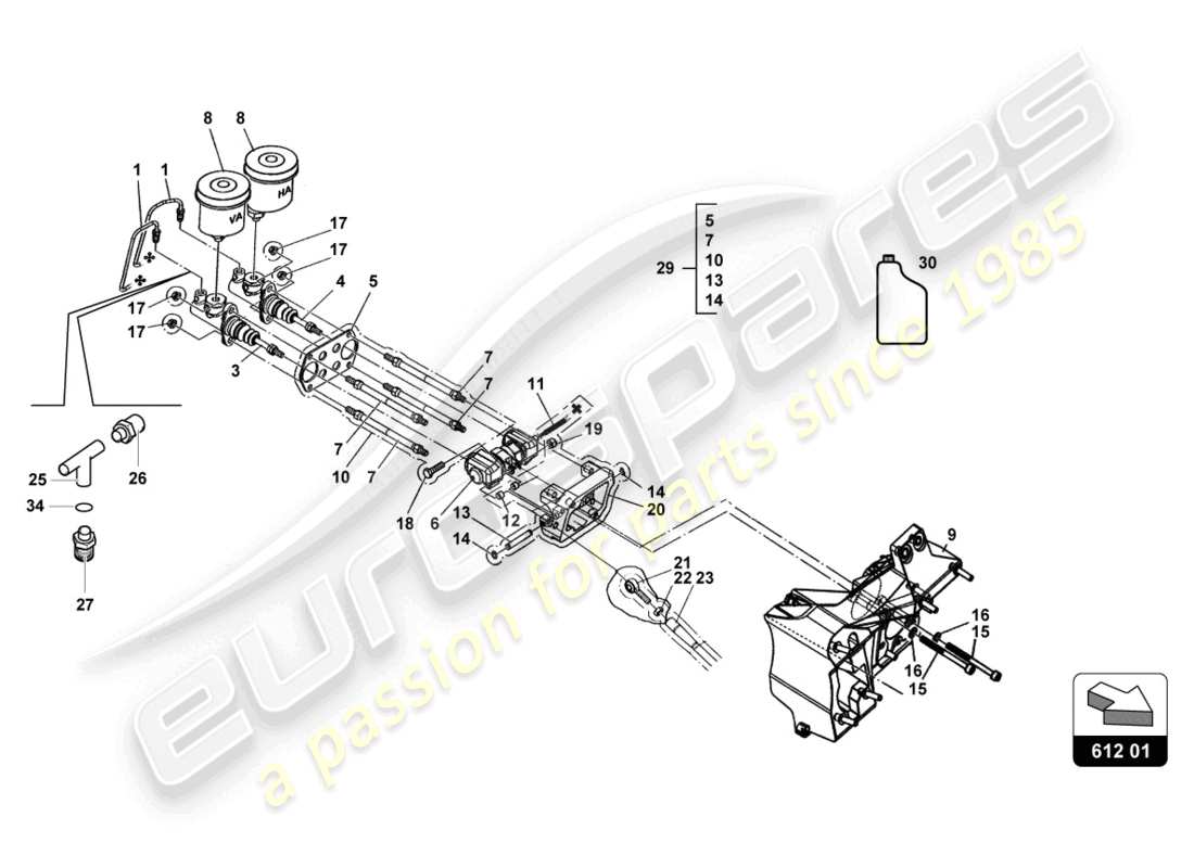 lamborghini super trofeo evo (2018) diagrama de piezas del refuerzo de freno