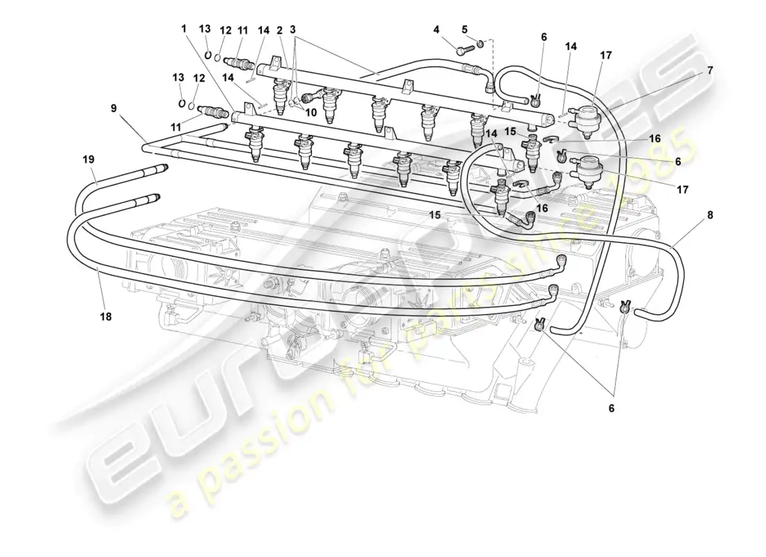 lamborghini murcielago coupe (2006) sistema de admisión diagrama de piezas