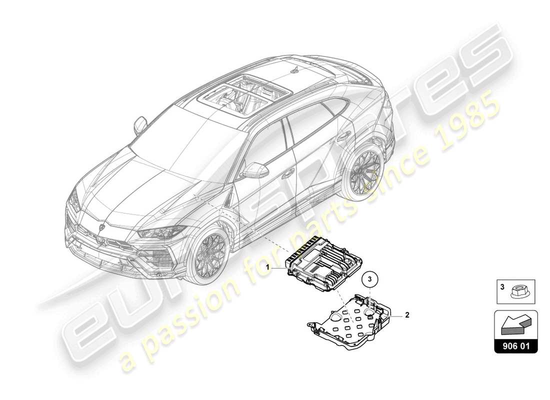 un diagrama de piezas del catálogo de piezas lamborghini urus s (2023)