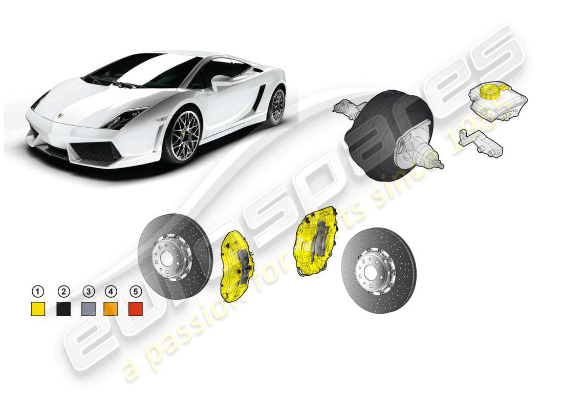 lamborghini lp570-4 spyder performante (accessories) kit de retrofit para freno cerámico diagrama de piezas