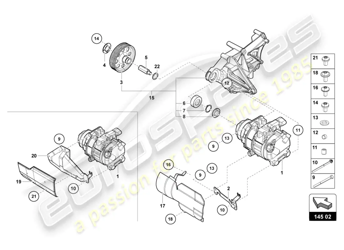 lamborghini sian (2021) compresor de a/c diagrama de piezas