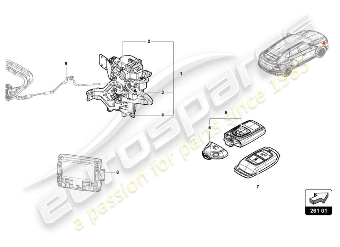 lamborghini urus (2019) calentador auxiliar para circuito de refrigerante diagrama de piezas