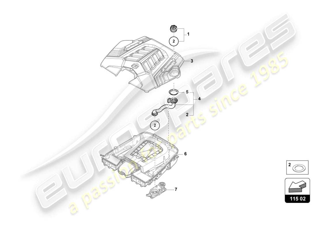 lamborghini urus (2019) diagrama de piezas de la tapa de sellado