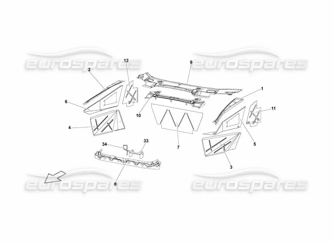 lamborghini murcielago lp670 elementos del marco diagrama de piezas