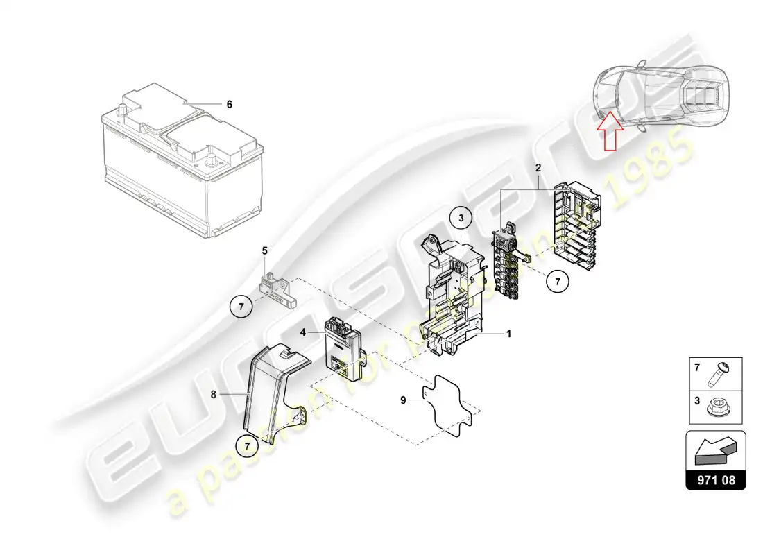 lamborghini lp610-4 coupe (2016) caja de fusibles diagrama de piezas