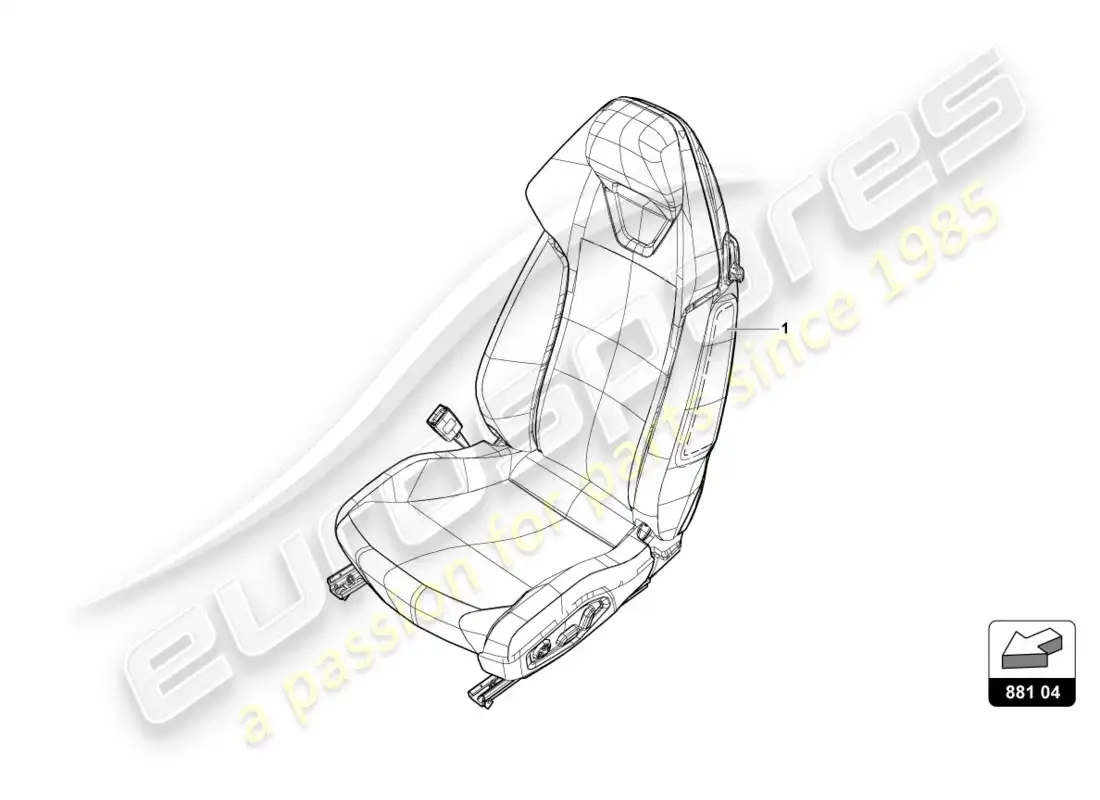 lamborghini lp610-4 spyder (2016) asiento 'acabado estándar' diagrama de piezas
