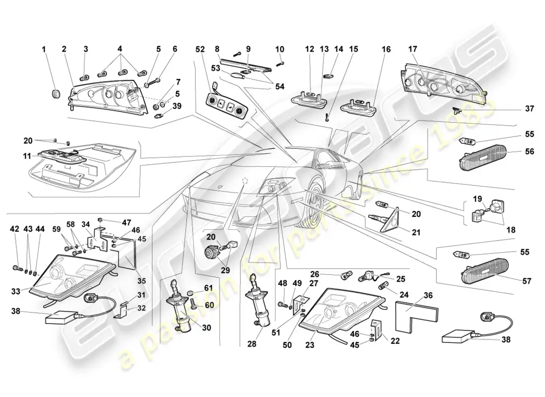 lamborghini murcielago coupe (2004) encendiendo diagrama de piezas