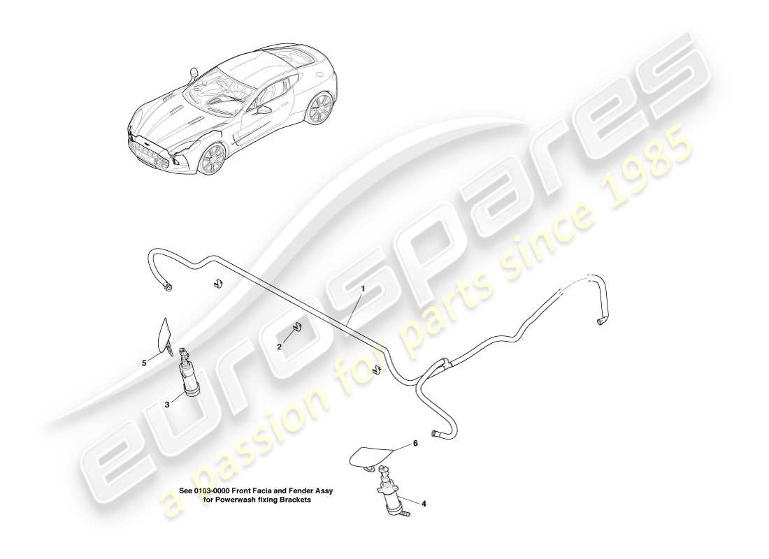 aston martin one-77 (2011) diagrama de piezas de lavado de faros