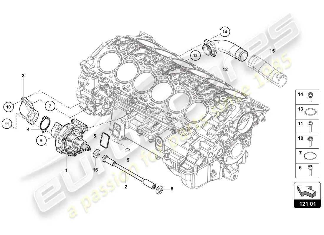 lamborghini lp720-4 coupe 50 (2014) diagrama de piezas de la bomba de refrigerante