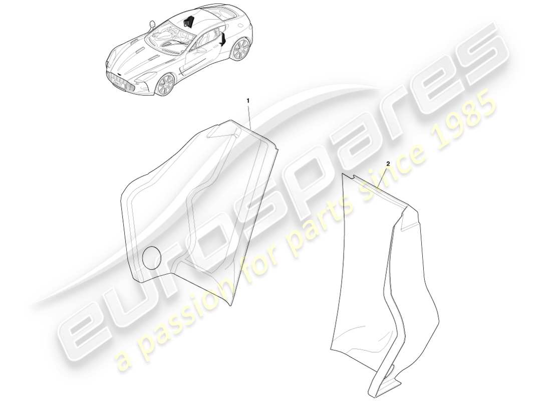 aston martin one-77 (2011) diagrama de piezas de la cubierta del bolsillo del cinturón de seguridad
