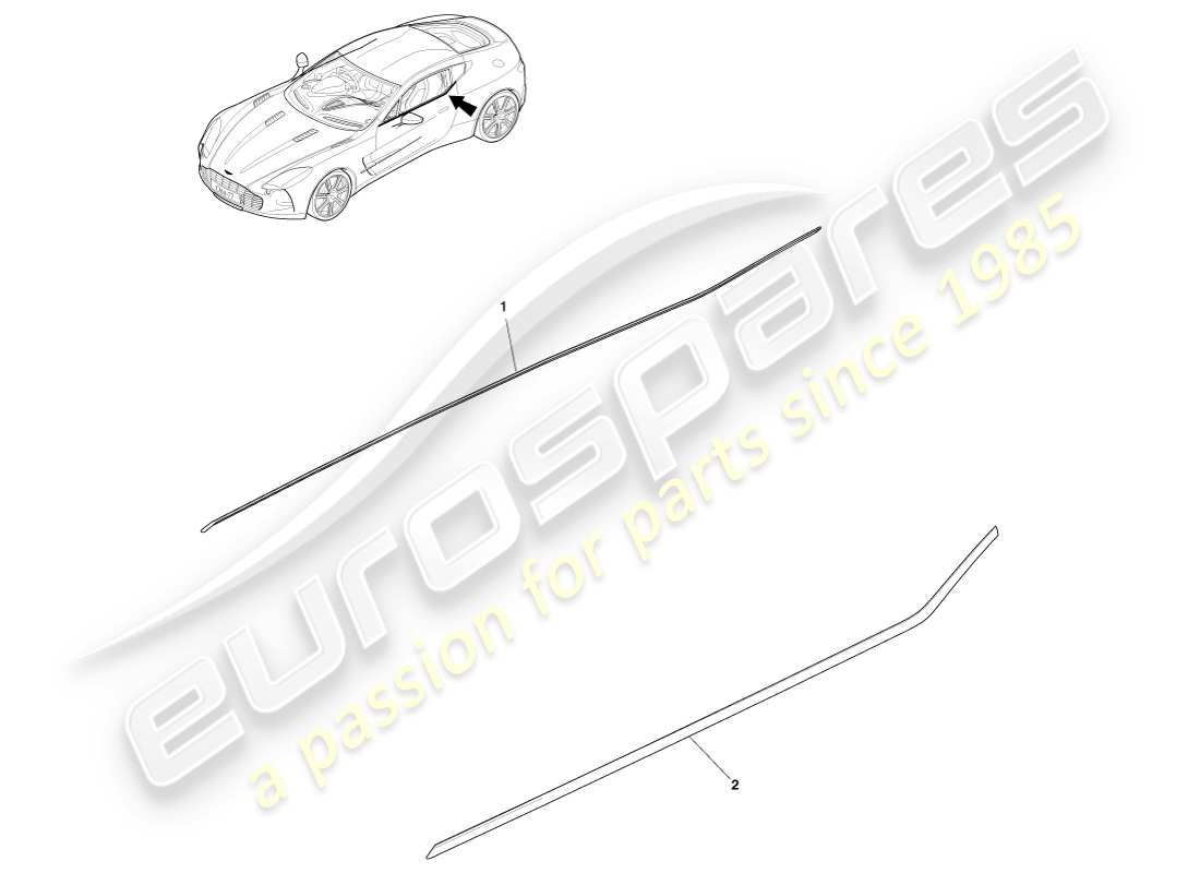 aston martin one-77 (2011) diagrama de piezas del borde de la cintura de la puerta