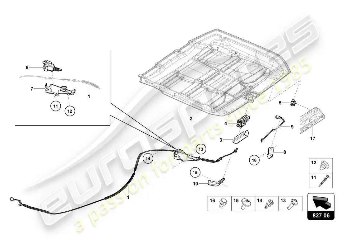 lamborghini performante spyder (2019) rear lid diagrama de piezas