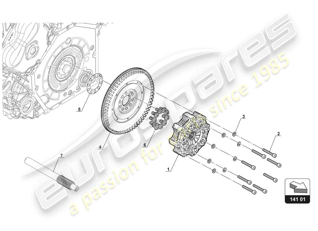 lamborghini 2017 (gt3) diagrama de piezas del embrague