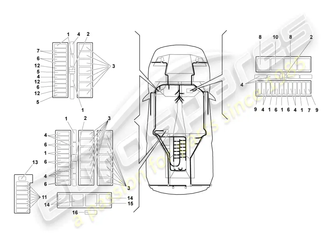 lamborghini murcielago coupe (2006) electricidad central diagrama de piezas
