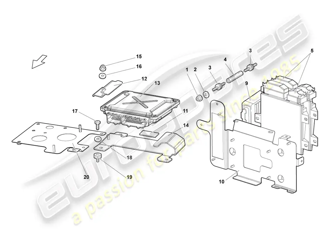 lamborghini murcielago roadster (2006) unidad de control del motor diagrama de piezas
