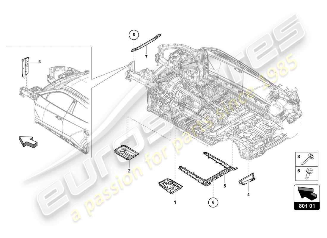 un diagrama de piezas del catálogo de piezas de Lamborghini Urus Performante (2024)