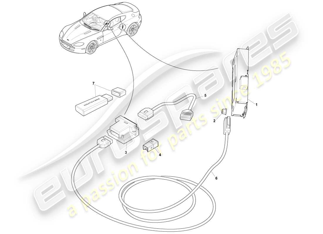 aston martin v8 vantage (2005) mp3 diagrama de partes multimedia