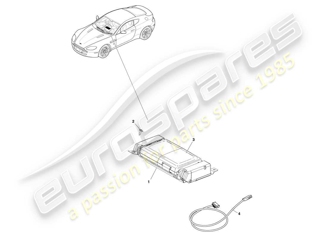 aston martin v8 vantage (2005) diagrama de piezas de la pantalla de navegación