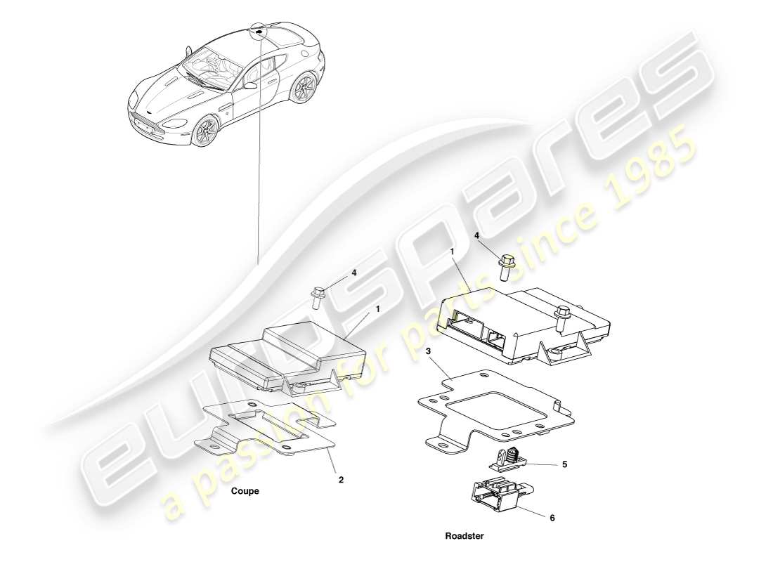 aston martin v8 vantage (2005) diagrama de piezas del sintonizador gps