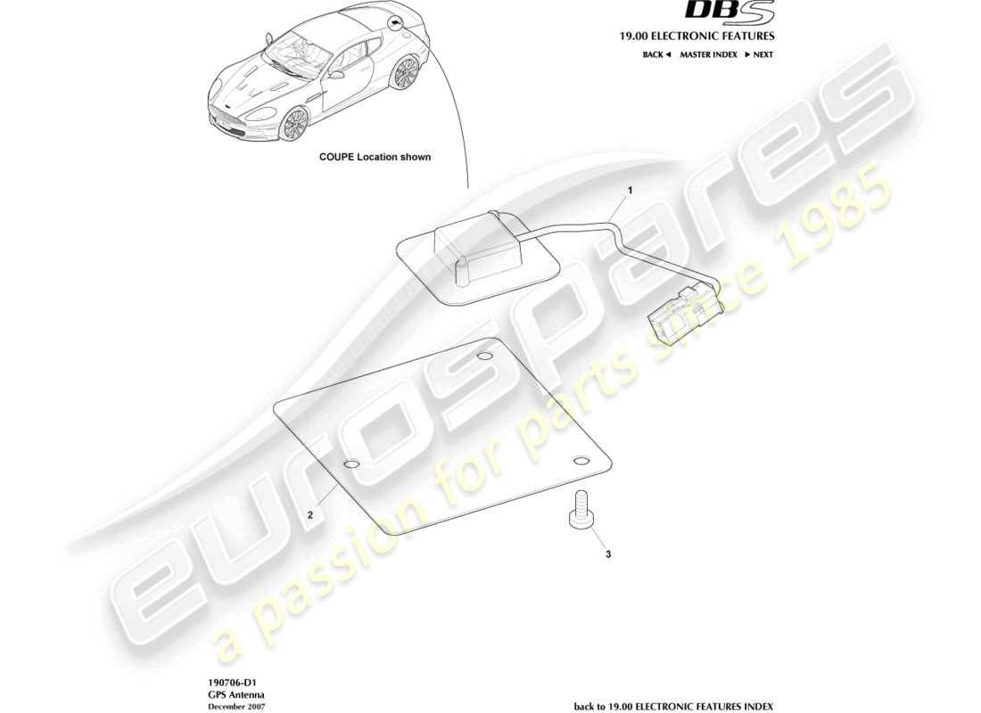 aston martin dbs (2008) antena gps diagrama de piezas