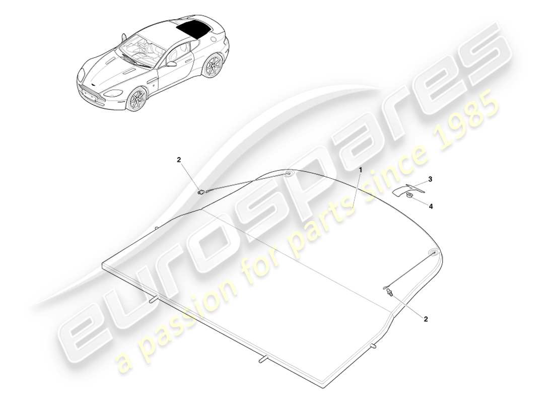aston martin v8 vantage (2007) diagrama de piezas del conjunto de la bandeja del paquete