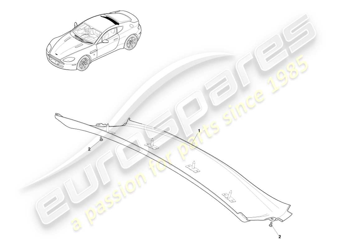 aston martin v8 vantage (2007) embellecedor del cabezal, trasero, diagrama de piezas del cupé