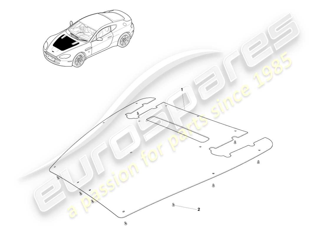 aston martin v8 vantage (2007) aislamiento acústico, diagrama de piezas de compensación del motor