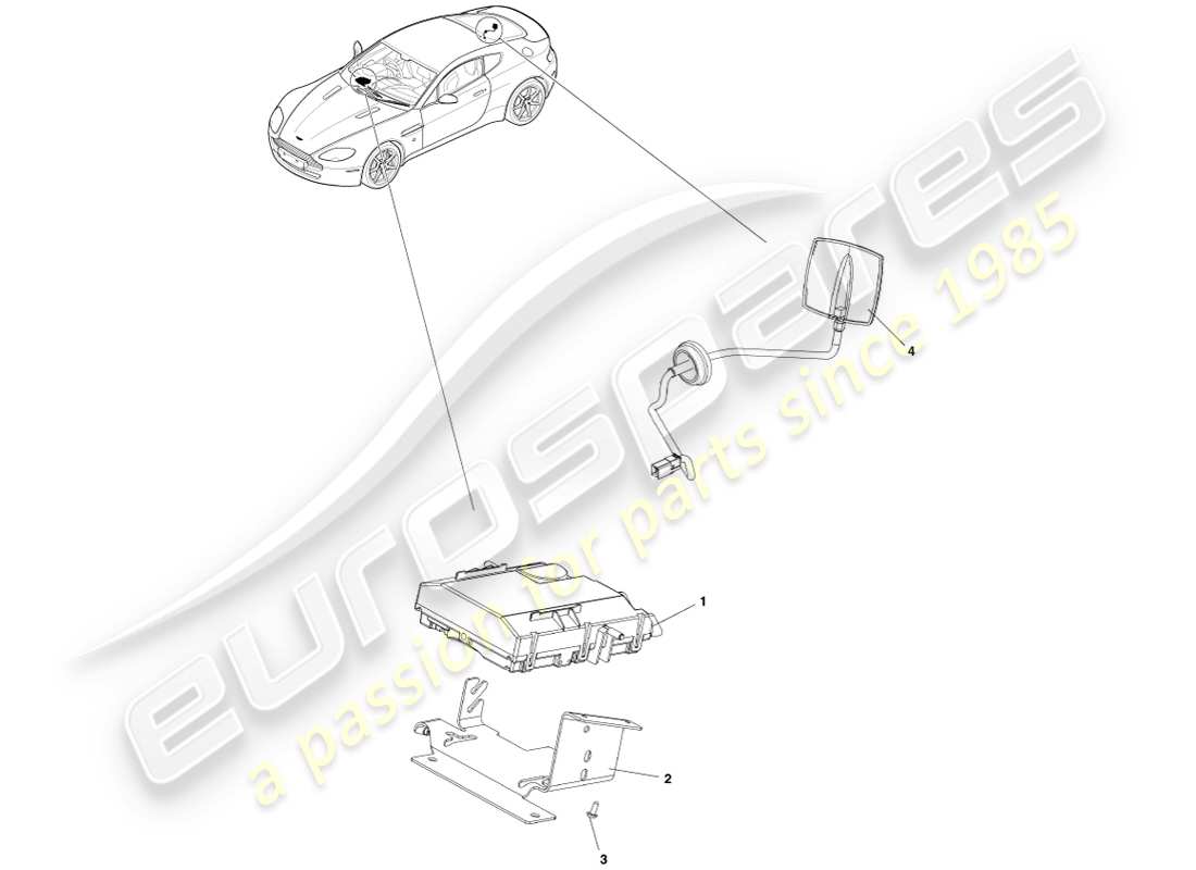 aston martin v8 vantage (2005) diagrama de piezas del subsistema telefónico