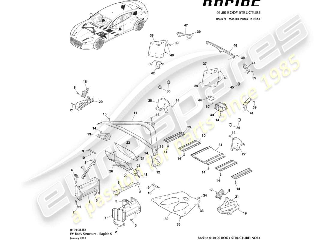 aston martin rapide (2012) piezas auxiliares, s diagrama de piezas