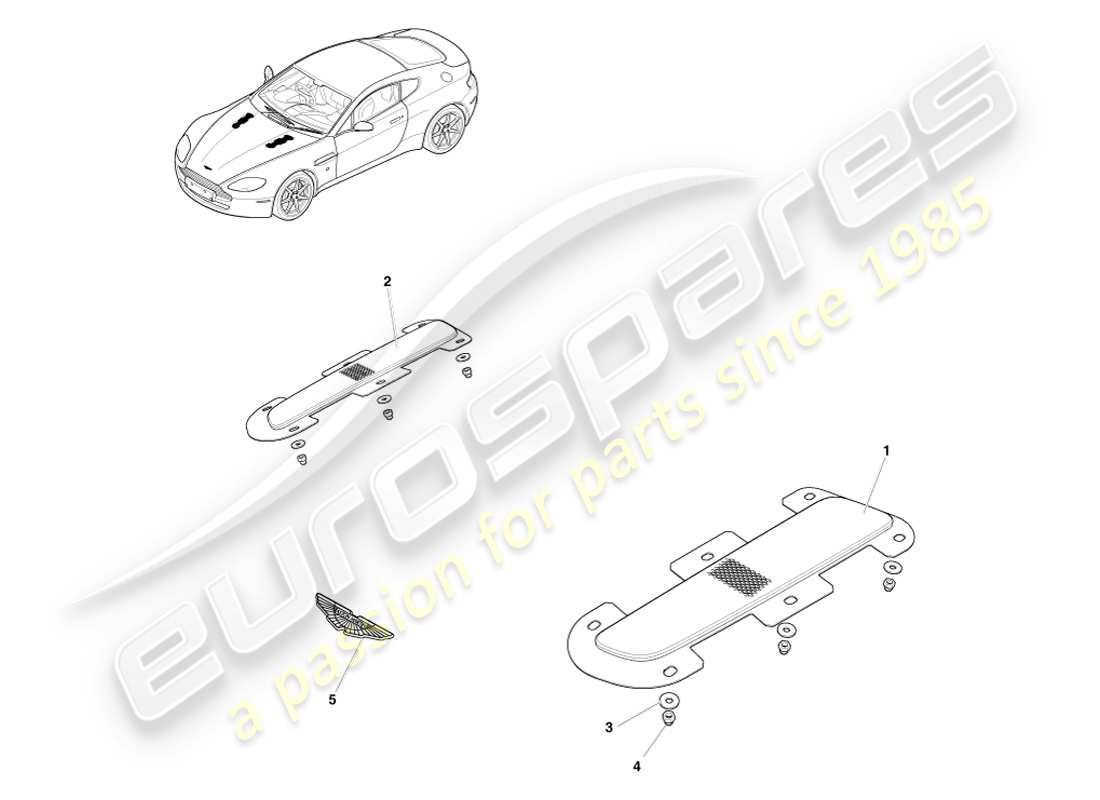 aston martin v8 vantage (2005) diagrama de piezas de moldura frontal