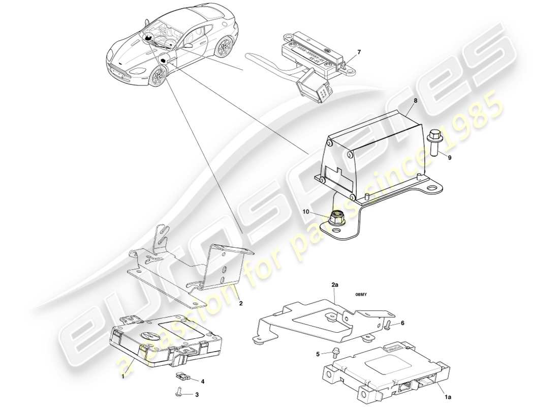 aston martin v8 vantage (2005) diagrama de piezas del subsistema bluetooth