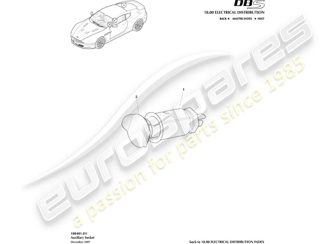 aston martin dbs (2007) toma auxiliar diagrama de piezas