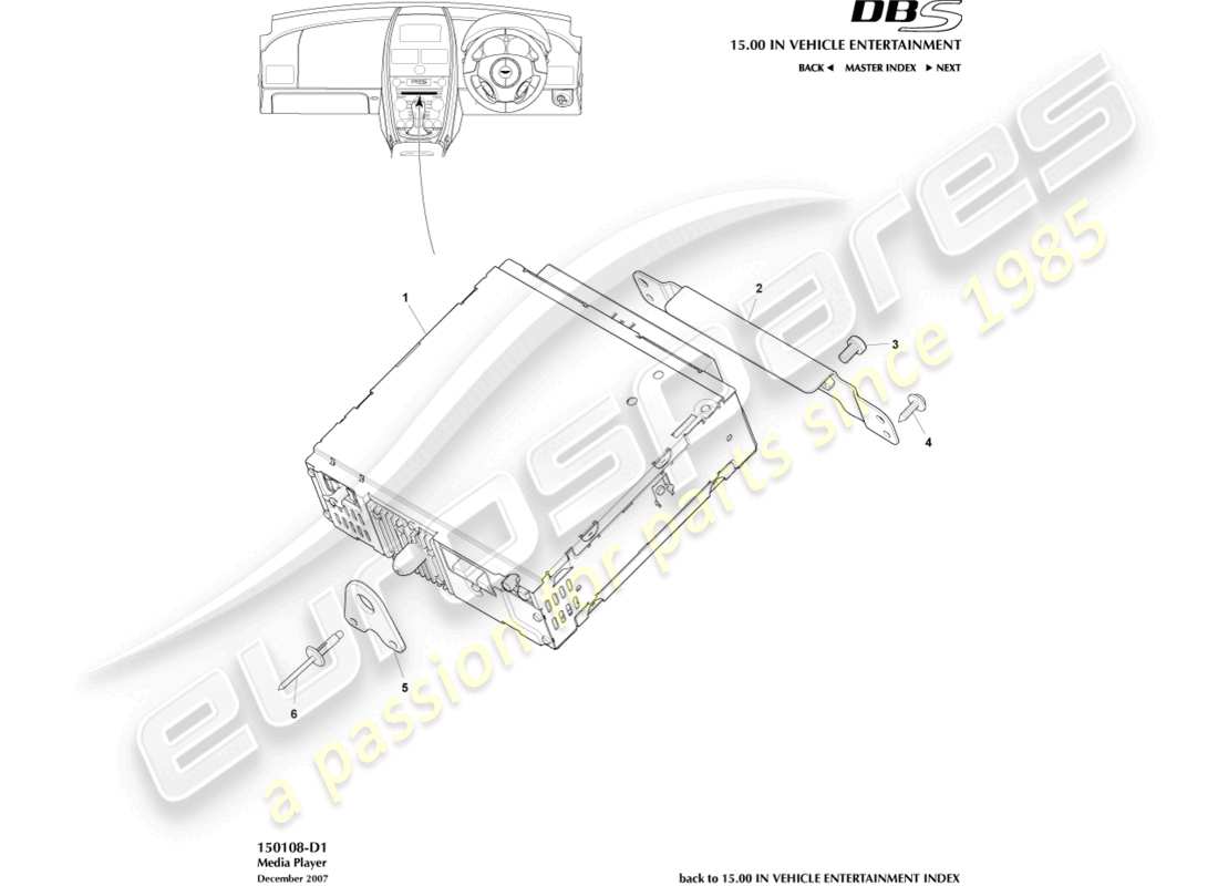 aston martin dbs (2013) diagrama de piezas del reproductor multimedia