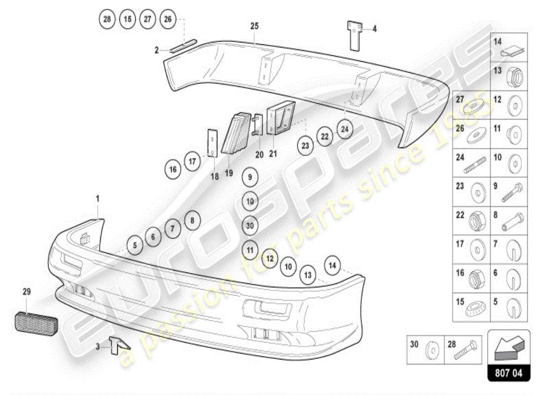 lamborghini diablo vt (1997) parachoques completo diagrama de pieza