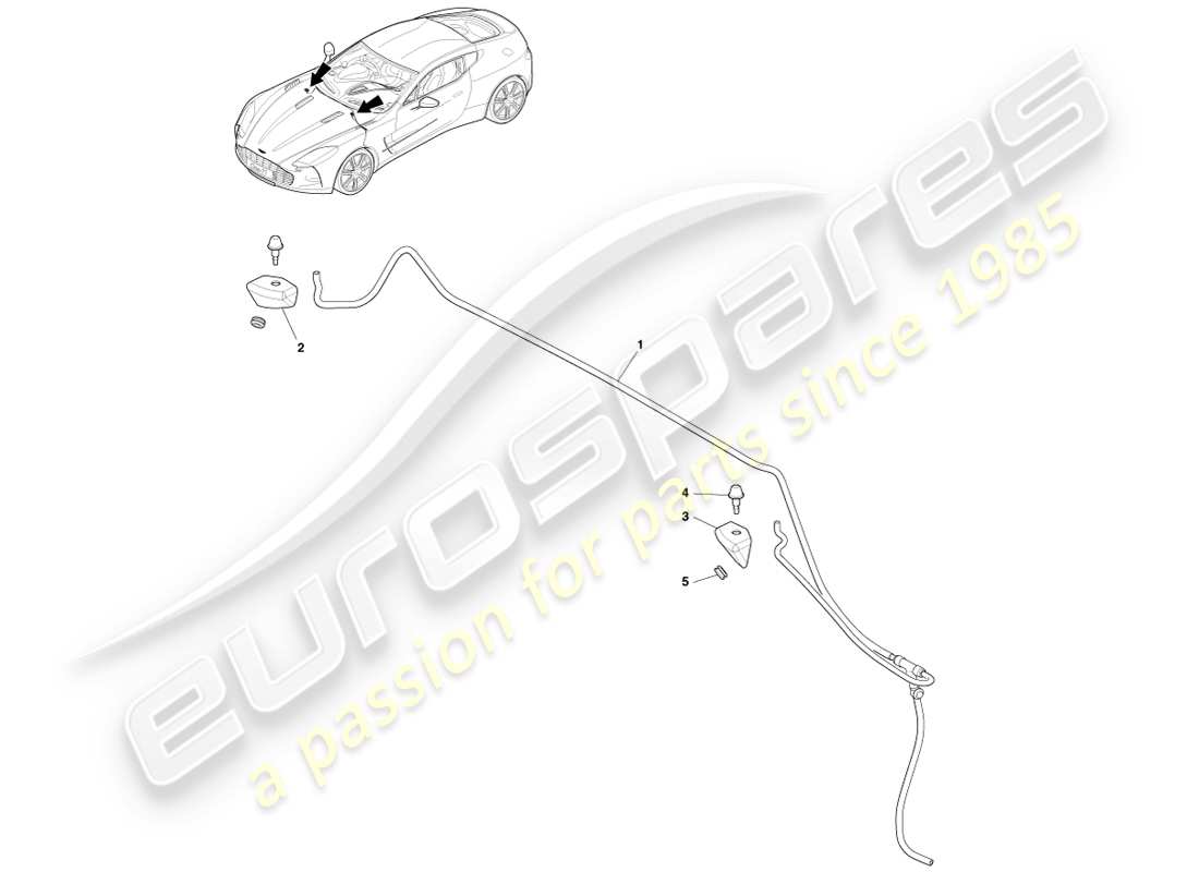 aston martin one-77 (2011) lavado de parabrisas diagrama de piezas