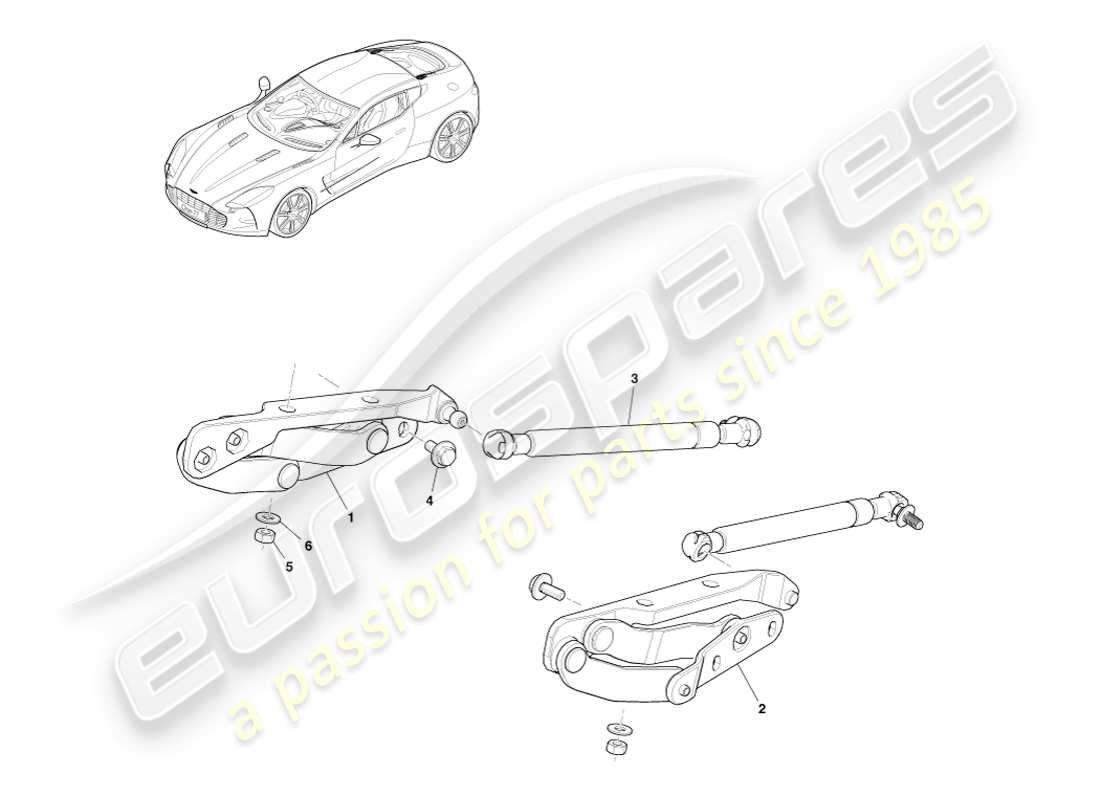 aston martin one-77 (2011) bisagra del parabrisas trasero diagrama de piezas