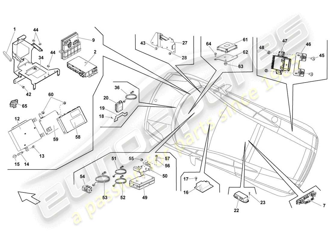 lamborghini lp550-2 spyder (2011) unidad de control central para sistema de conveniencia diagrama de piezas