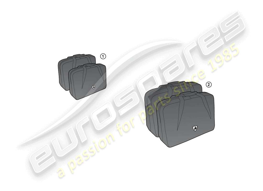 lamborghini superleggera (accessories) conjunto de bolsas de viaje diagrama de piezas