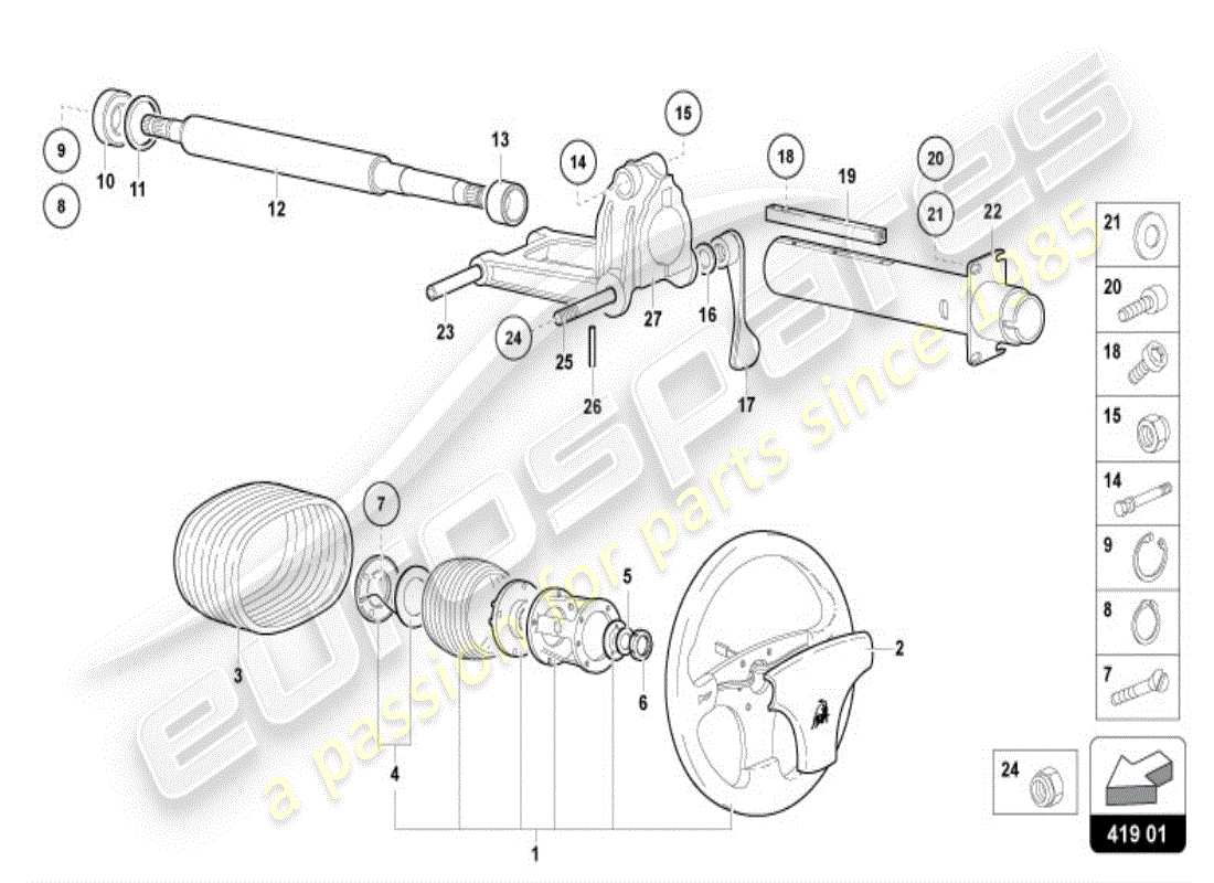 lamborghini diablo vt (1996) sistema de dirección diagrama de piezas