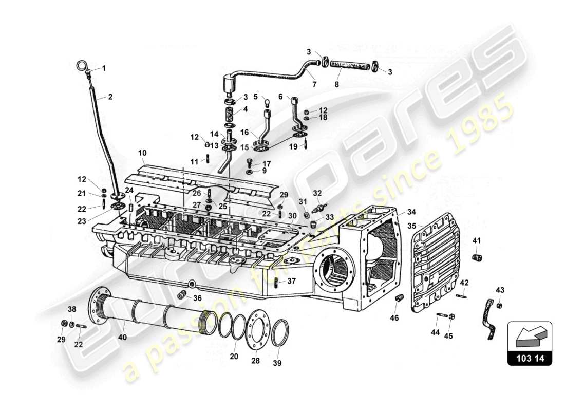 lamborghini countach 25th anniversary (1989) diagrama de piezas del cárter de aceite